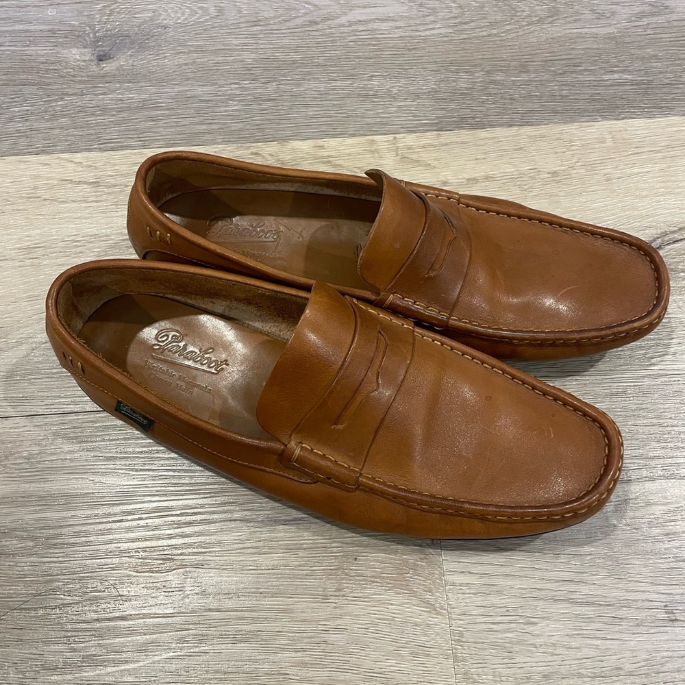 Paraboot Brown Leather Slip-On Loafers
